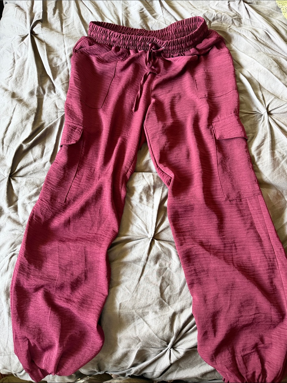 Maurices Berry Red Cargo Jogger Pants